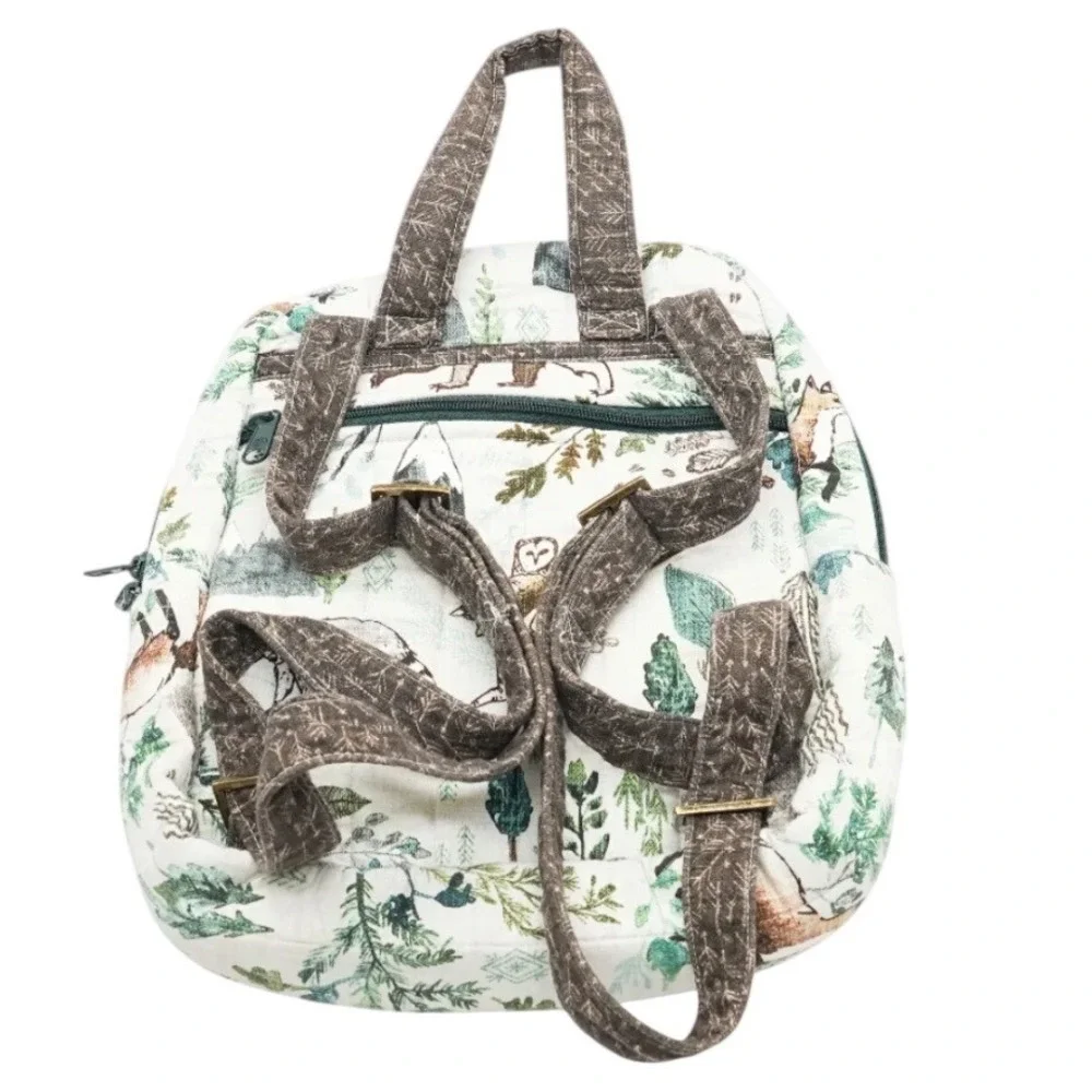 Backpack Small White Woodland Animal Print